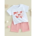 thumbnail image 3 of Bslissey 6M 12M 18M 24M 3T Toddler Baby Girls Shorts Set Short Sleeve Letter Print T-shirt with Elastic Waist Pockets Shorts 2Pcs Outfits Infant Summer Casual Clothes, 3 of 10