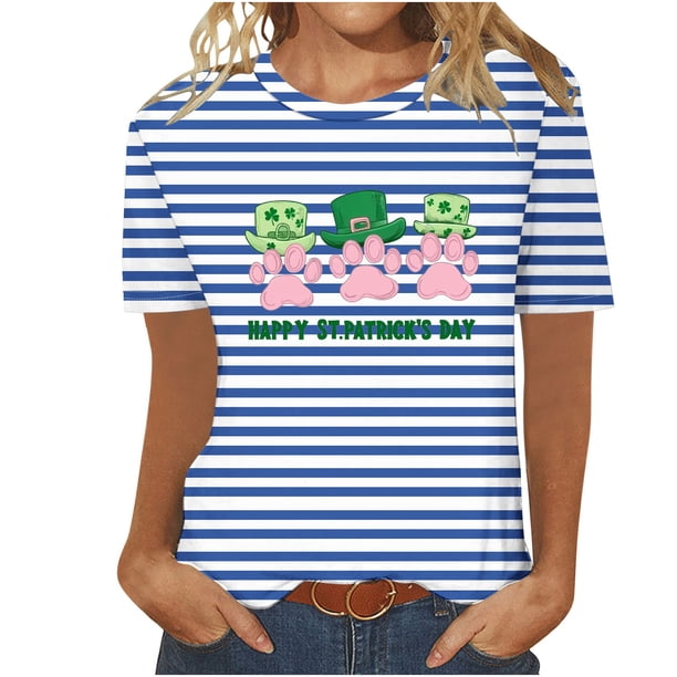 Camisetas Casuales de Mujer Nueva Moda Impresa Cuello Tripulado Manga Corta, Top Ligero para Diario Y Fiesta