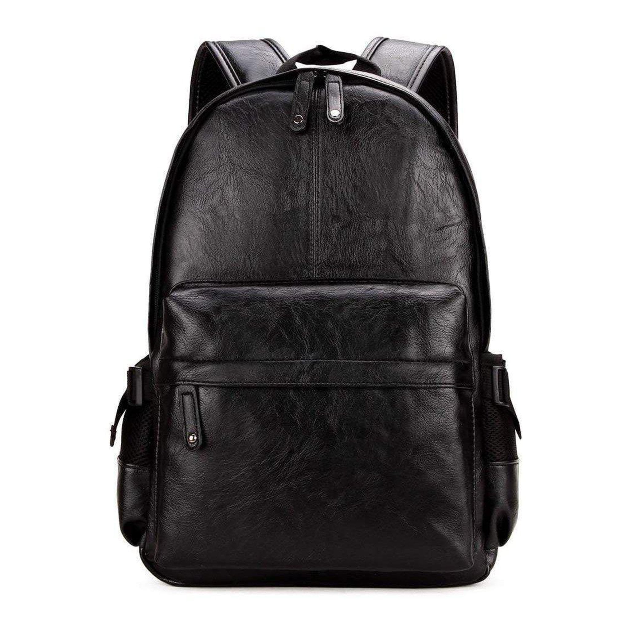 Mens Backpack Backpack Mens Laptop Backpack School Backpack Business Leisure Hiking Backpack Casual Leather Backpack Color : Black, Size : 431030cm
