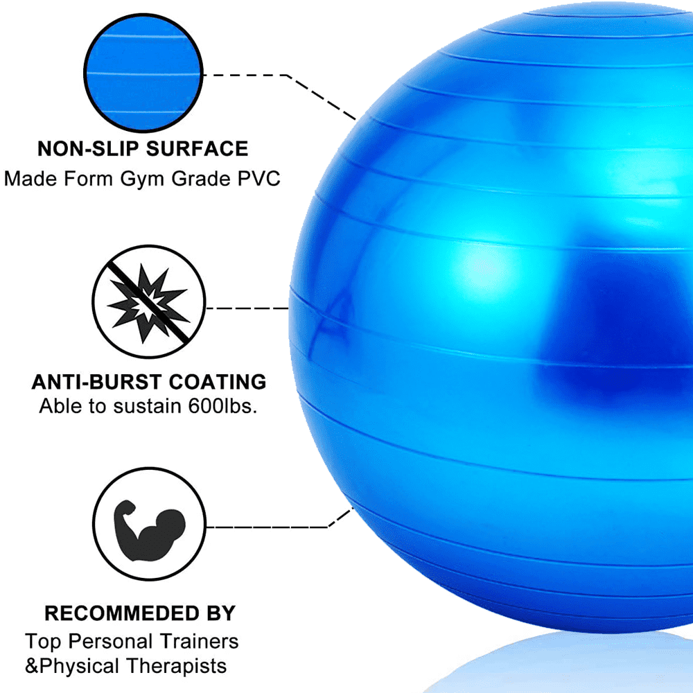 Exercise Ball Yoga Ball, for Fitness, Balance, Stability, Physical Therapy, Quick Pump Included-pink-65cm