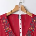 thumbnail image 6 of Boho Embroidered Tunic Tops for Women - Floral V-Neck Peasant Blouse, Loose Fit 3/4 Sleeve Casual Summer Shirt Red M, 6 of 8