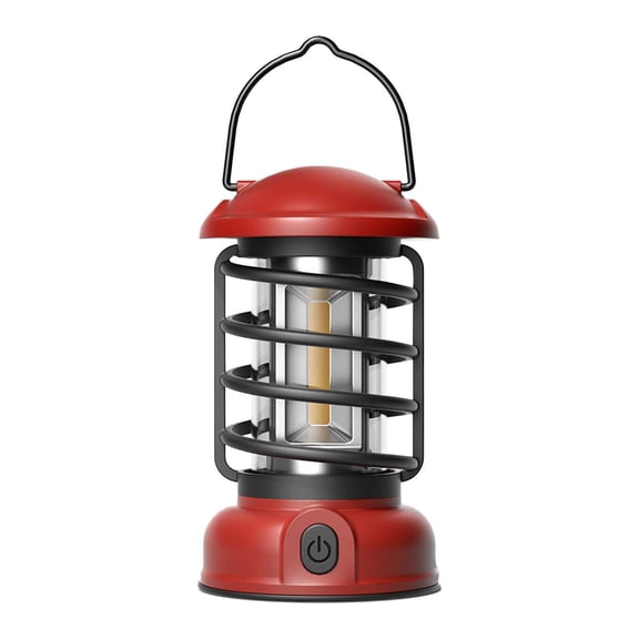 KOYPTL Rechargeable Retro Warm Lantern Adjustable Waterproof Emergency Light Ideal for Outdoor Fishing Hurricanes and Adventures Portable Waterproof Camping Ligh Camping Lantern Red
