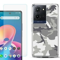 For TCL K32 5G Protective Shockproof Phone Case with Tempered Glass Screen Protector, by OneToughShield - Urban Camo