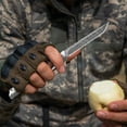 thumbnail image 4 of WLOELOEW Outdoor Camping Knife With Leather Sheath Stainless Steel Blade Wood Handle Damascus Pattern Pointed Tip A, 4 of 7