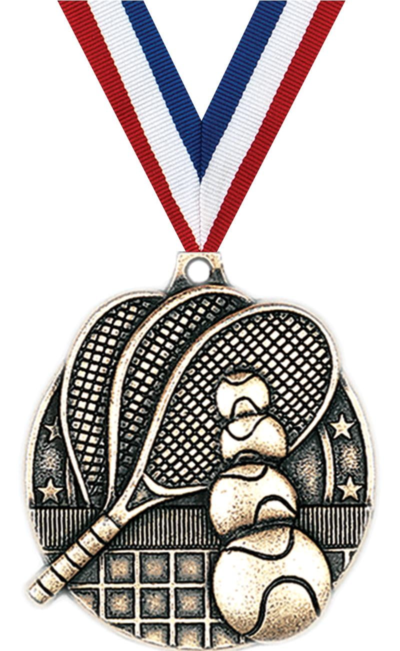 Tennis Medals, 2" Gold Diecast Tennis Medal Award 1 Pack