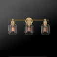 thumbnail image 2 of Globe Electric Cannes 5-Piece Matte Brass All-In-One Bathroom Hardware Set with 3-Light Vanity Light Fixture and Clear Glass Shades, 2 of 9