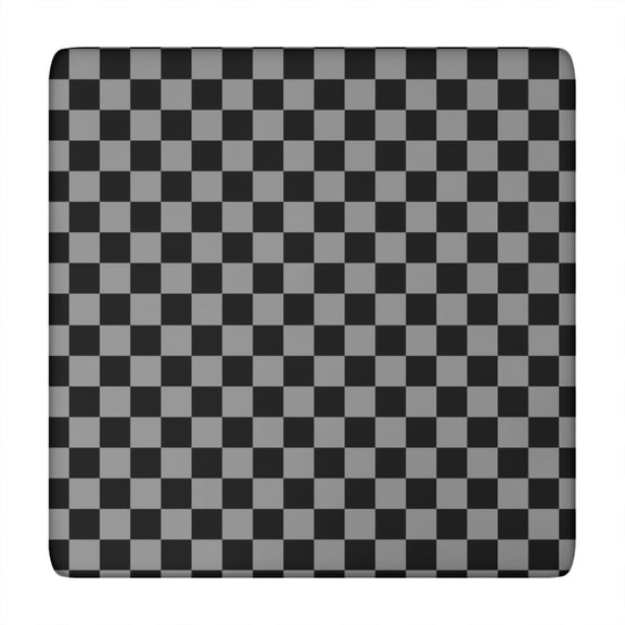 Gray and Black Checkered Pattern Square Fitted Tablecloth with Elastic Edge,Square Table Cover,Washable Elastic Table Cover for Home Kitchen Party Decor 34"x34"