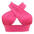 thumbnail image 1 of Haut Court Sans Manches à Bretelles Croisées devant Découpé Col Halter Dos Nu Gilet Bandage Tops d'Été, 1 of 2