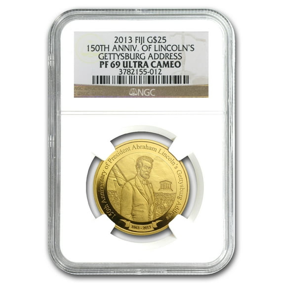 2013 Fiji 1/4 oz Gold $25 150th Ann Lincoln Gettysburg PF-69 NGC
