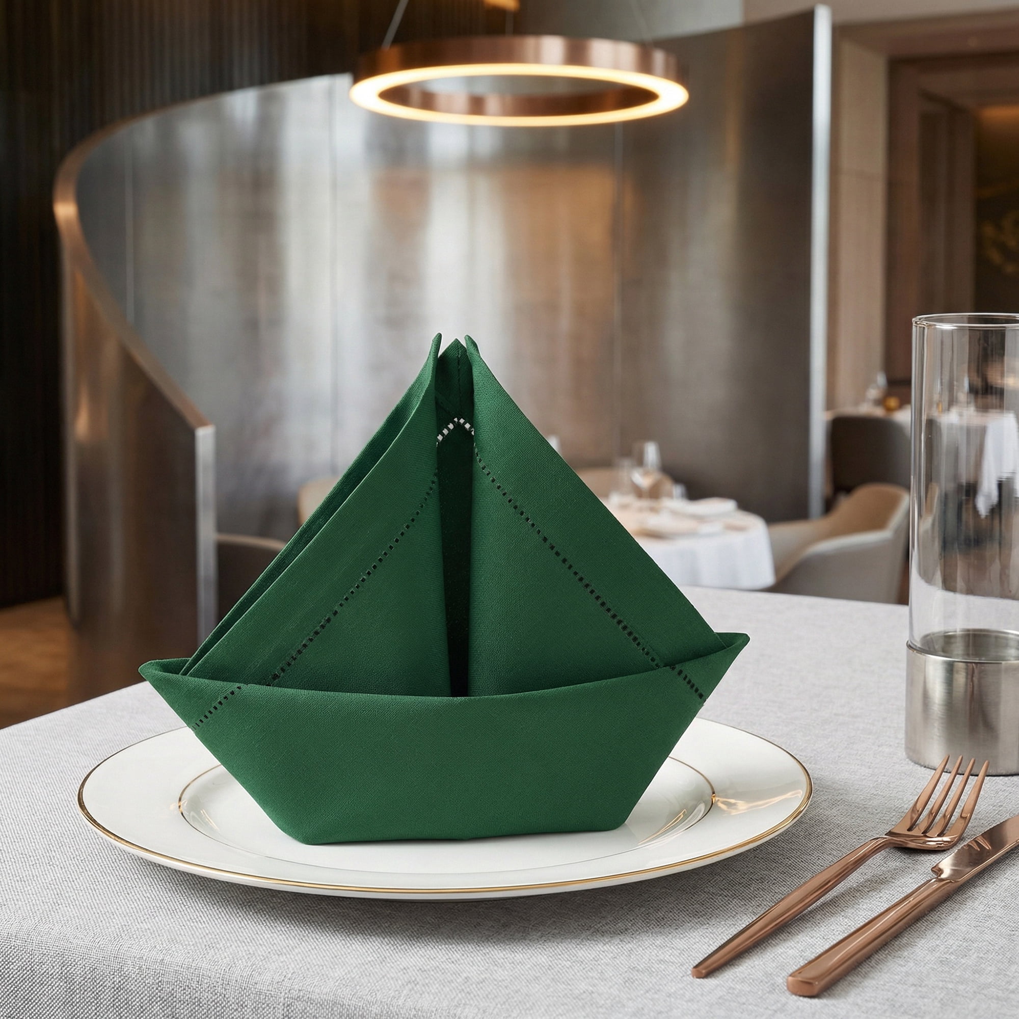 Unique Bargains 12 Pack Washable Polyester Cloth Napkins for Dining Dark Green 17"x17"