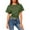Army Green, variant on Women's T-Shirt Casual Round Neck Short Sleeve Tops Solid Color Tapered Waist Crop Tee Blouses Summer Spring OutFits