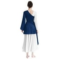 thumbnail image 3 of TiaoBug Robe Tunique de Danse Patchwork en Dentelle Florale pour Femmes, une Épaule, Manches Évasées, Ourlet Asymétrique, Bleu Marine, TTG, 3 of 7