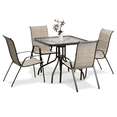 thumbnail image 3 of TLSUNNY Outdoor Patio Dining Set of 5, Outdoor Furniture w/ Glass Table and 4 Stackable Chairs, for Lawn, Garden, Poolside, Backyard (Umbrella not Included), 3 of 13