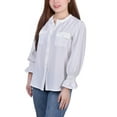 thumbnail image 2 of NY Collection Petite Long Sleeve Y Neck Blouse, 2 of 4
