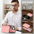 thumbnail image 2 of ELEHOLD Detachable Wallet Case for iPhone 13 Pro, RFID Blocking Magnetic Shockproof Leather Phone Case with Kickstand and Card Slots,Pink, 2 of 5