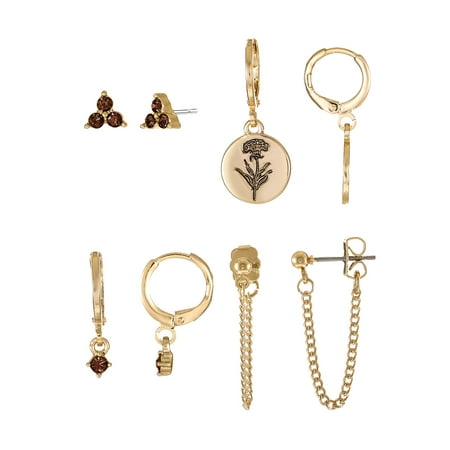 Time and Tru Goldtone Birth Flower Earring Collection, 4 Pairs, January