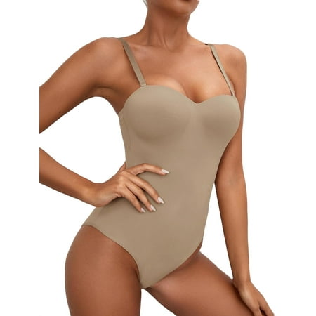

Women Plain Briefs Khaki Shapewear Bodysuits XL
