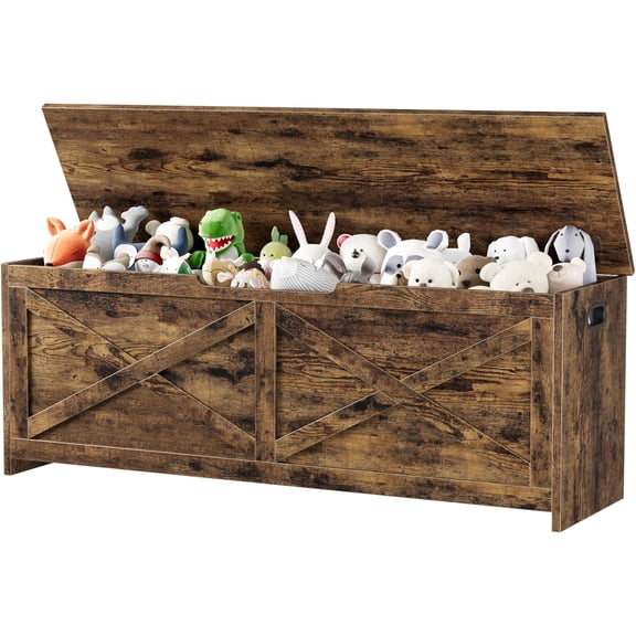 Roromall 47.2" Storage Chest, Wooden Storage Bench with Safety Hinges, Large Toy Chest for Entryway, Living Room, Bedroom, Easy Assembly