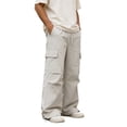 thumbnail image 5 of Men's Cargo Pants Wide Leg Loose Fit Casual Pants Elastic Waist Drawstring Sweatpants with Pockets Light Gray XXXL, 5 of 5