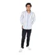thumbnail image 3 of Camisa casual para hombre de manga larga con diseño a rayas verticales azul y blanco, marca Chili Beans, ideal para el día a día, estilo moderno, cómoda y ligera talla mediana, 3 of 4