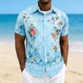 thumbnail image 2 of Mens Casual de Manga Corta Botón Abajo Camisas de Vacaciones Impresa Blusa de Cuello Abierto, Top de Verano Transpirable, 2 of 7