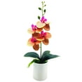 thumbnail image 3 of opvise Artificial Plant No-watering Realistic Weather-resistant Outdoor Indoor Potted Fake Orchid Flower for Mothers Day Orange, 3 of 8