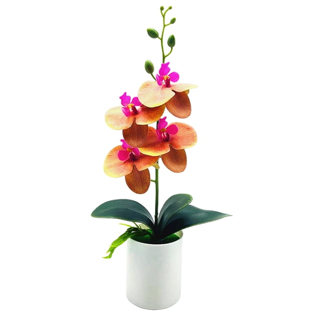 Planta artificial realista, sin riego, resistente a la intemperie, para exterior e interior, en maceta, orquídea falsa para balcón.