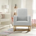 thumbnail image 3 of Ourlova Upholstered Glider Rocking Chair High Back Nursery Chair with Side Pocket Wood Legs 300lbs Capacity Modern Rocker for Breastfeeding Storytime Light Gray, 3 of 9
