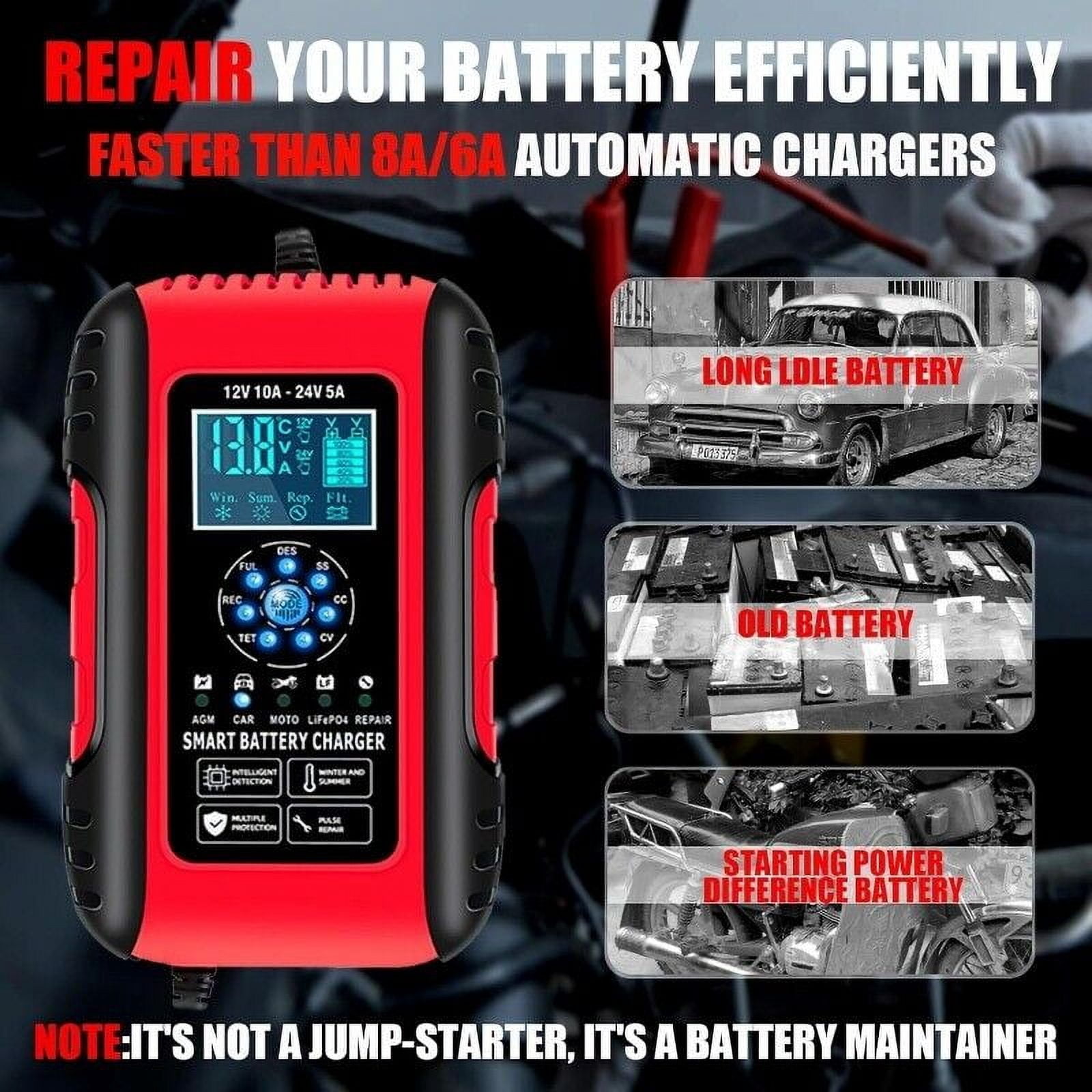 10A Car Battery Charger 12V/24V for Auto Motorcycle AGM Lifepo4 Lead Acid