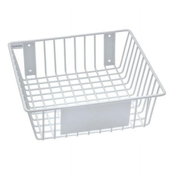 Rack'Em 9178-W Mount Anywhere White Wire Basket 12"x12"x4" with Label Plate for Your Storage and Organizational Needs.