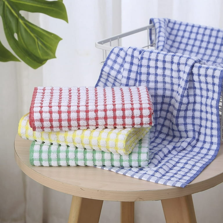 Seekfunning Dish Towels for Kitchen 12x12In, Pack of 8 Cotton Kitchen Towels  for Fast Drying Dishes, Absorbent Bar Mop Towels 