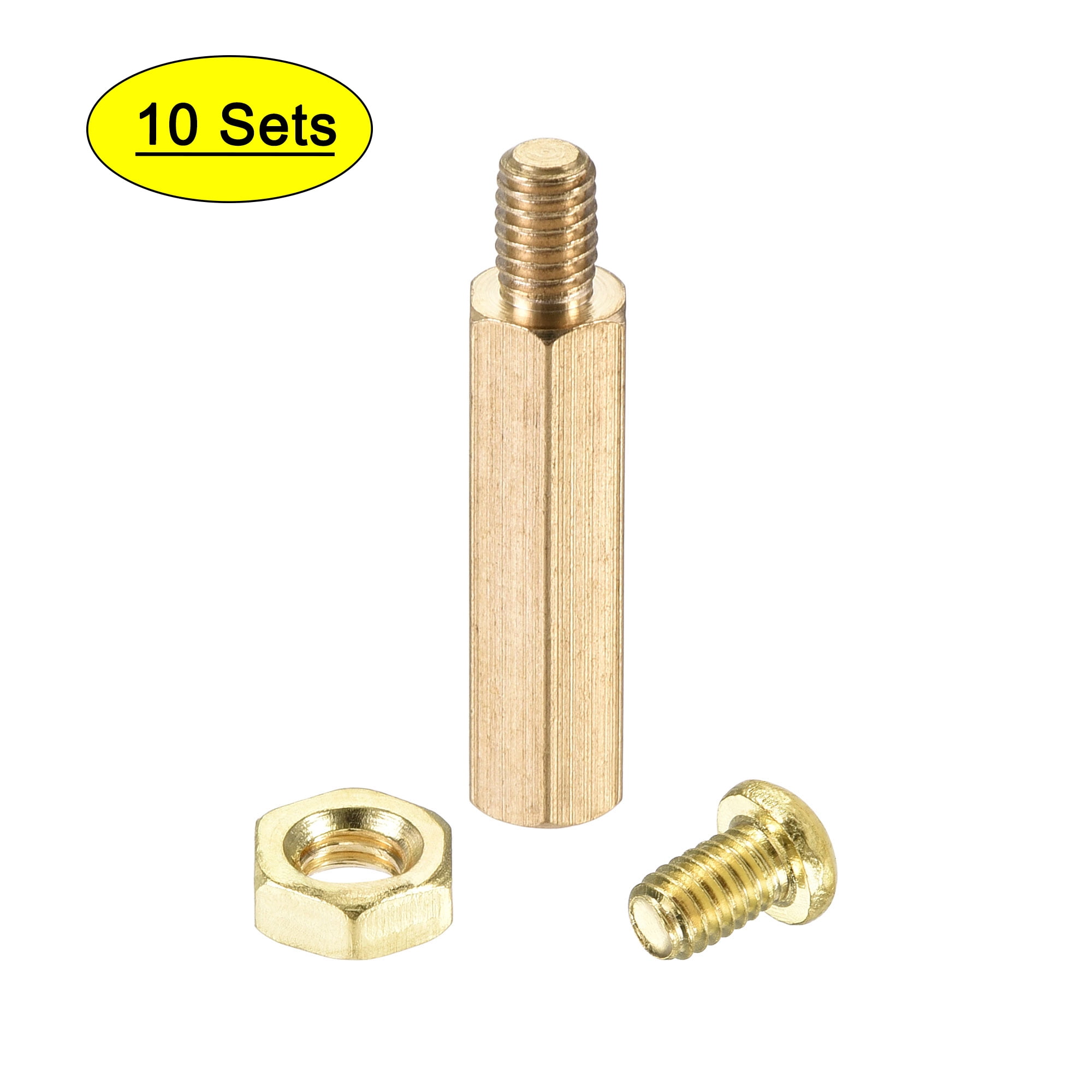 Hexagon M4 Male Brass Spacer Pillars Washer & Nut Standoff PCB Hex Stand Off 