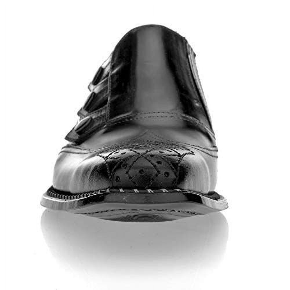 LIBERTYZENO Triple Monk Strap Slip-on Mens Leather Formal Wingtip Brogue Dress Shoes - image 4 of 6