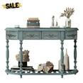 thumbnail image 2 of GZXS 52-Inch Entryway Sofa Table with Roman Legs, 4 Drawers & Open Shelf, Antique Blue Curved Console Table for Home Decor, Living Room, Foyer, 2 of 9
