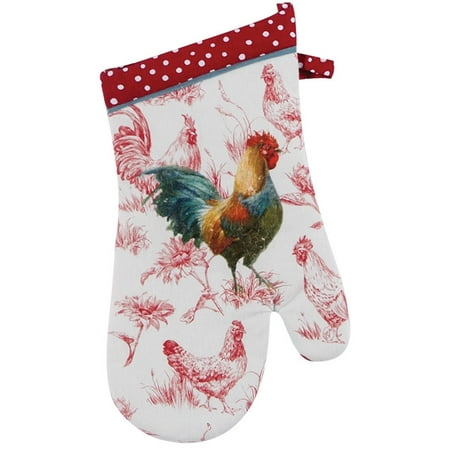 Farm Nostalgia Rooster and Chickens Red and White Kitchen Oven