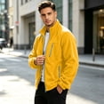 thumbnail image 4 of Men's Full Zip Fleece Jacket Lightweight Warm Soft Polar Jackets Long Sleeve Stand Collar Outdoor Hiking Casual Coat, 4 of 5