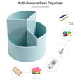 thumbnail image 4 of Portalápices de escritorio, 3 ranuras, organizador de escritorio giratorio de 360 grados, color azul, 4 of 5