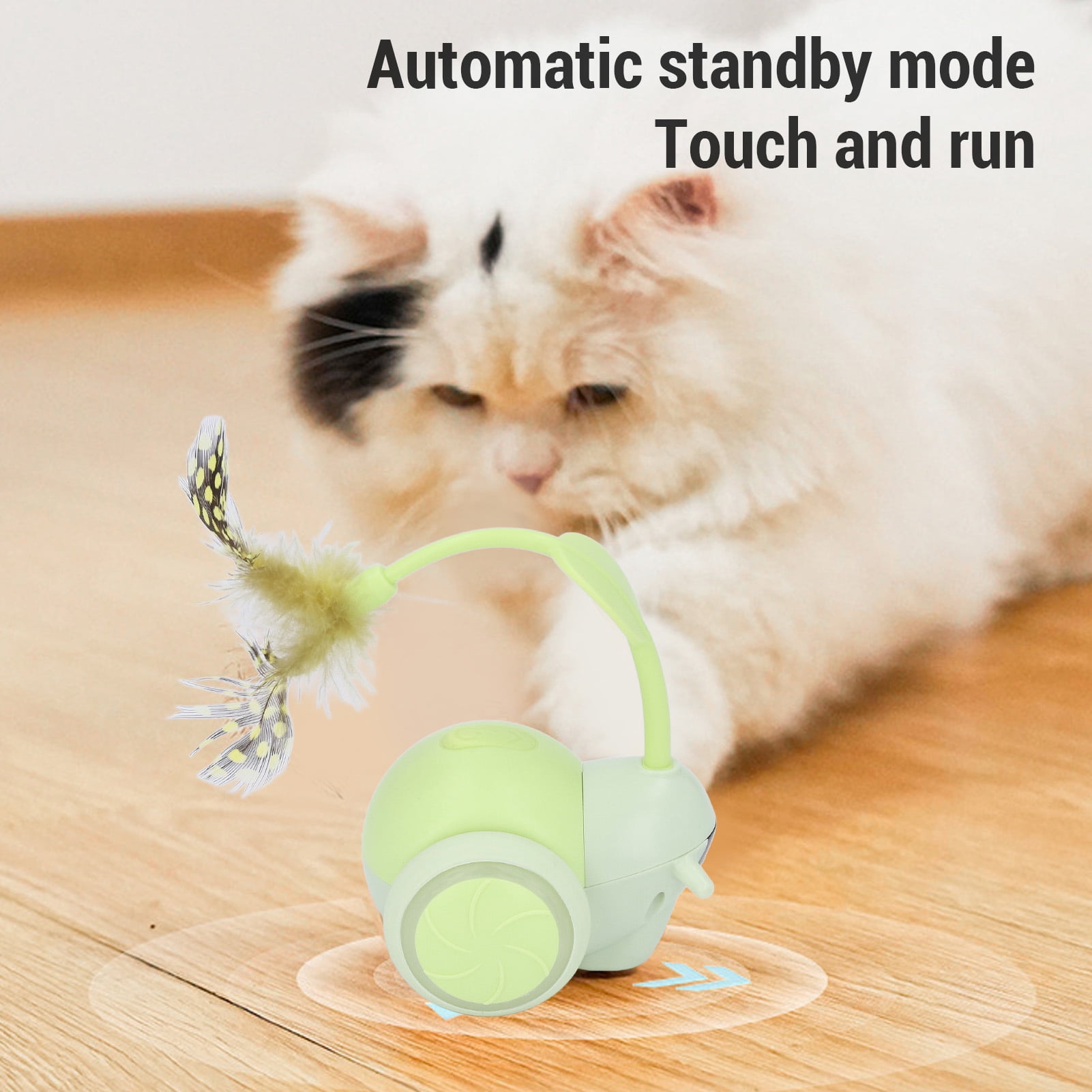 Rupoun Rechargeable Smart Electric Cat Toy Interactive Automatic Moving Remote Control Exercise Promoting Toys with Feather, Green (5.51 inches / 14 cm)