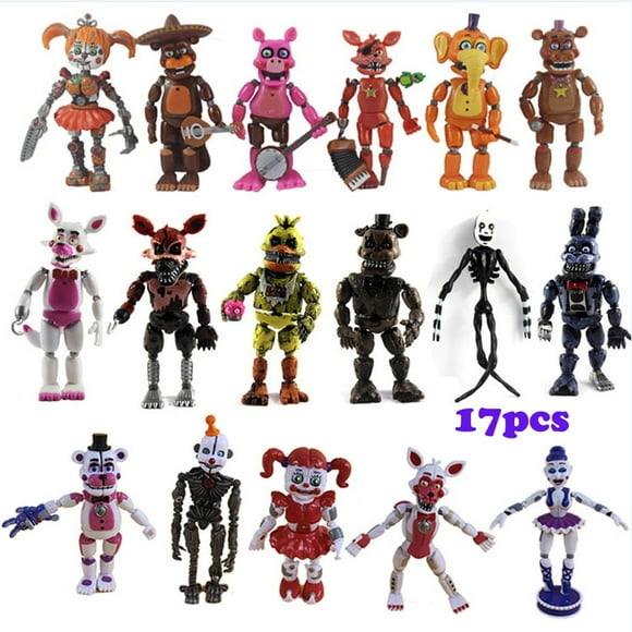 17 Pcs Five Nights At Freddy's Jeu FNAF-6"Figurine Funtime Freddy Foxy Sœur Emplacement Éclair Figurines d'Action Mobiles Cadeau Jouets, Figurine Chaude Jouets Cadeau pour Enfants Décorations de Noël Anniversaire