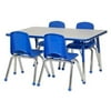 Early Childhood Resources ELR14110P4X14-GNVC 30 x 48 in. Rectangular Activity Table with Chunky Legs & 4 x 14 in. Chairs, Ball Glides - Gray & Navy