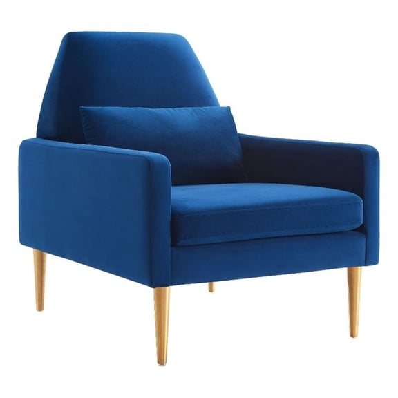 Maklaine Contemporary Performance Velvet Armchair in Navy/Gold