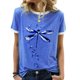thumbnail image 2 of Camisa de manga corta con estampado para mujer, blusa informal cómoda y transpirable con cuello redondo para verano, color azul XXL, 2 of 6