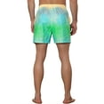 thumbnail image 3 of Unique Bargains Men's Tie Dye Printed Elastic Waistband Vacation Swim Trunks Green 34, 3 of 5