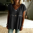 thumbnail image 6 of Turilly Boho Lace Trim Blouse for Women V-Neck Short Sleeve Loose Fit Casual Peplum Top Button Shirts, 6 of 6