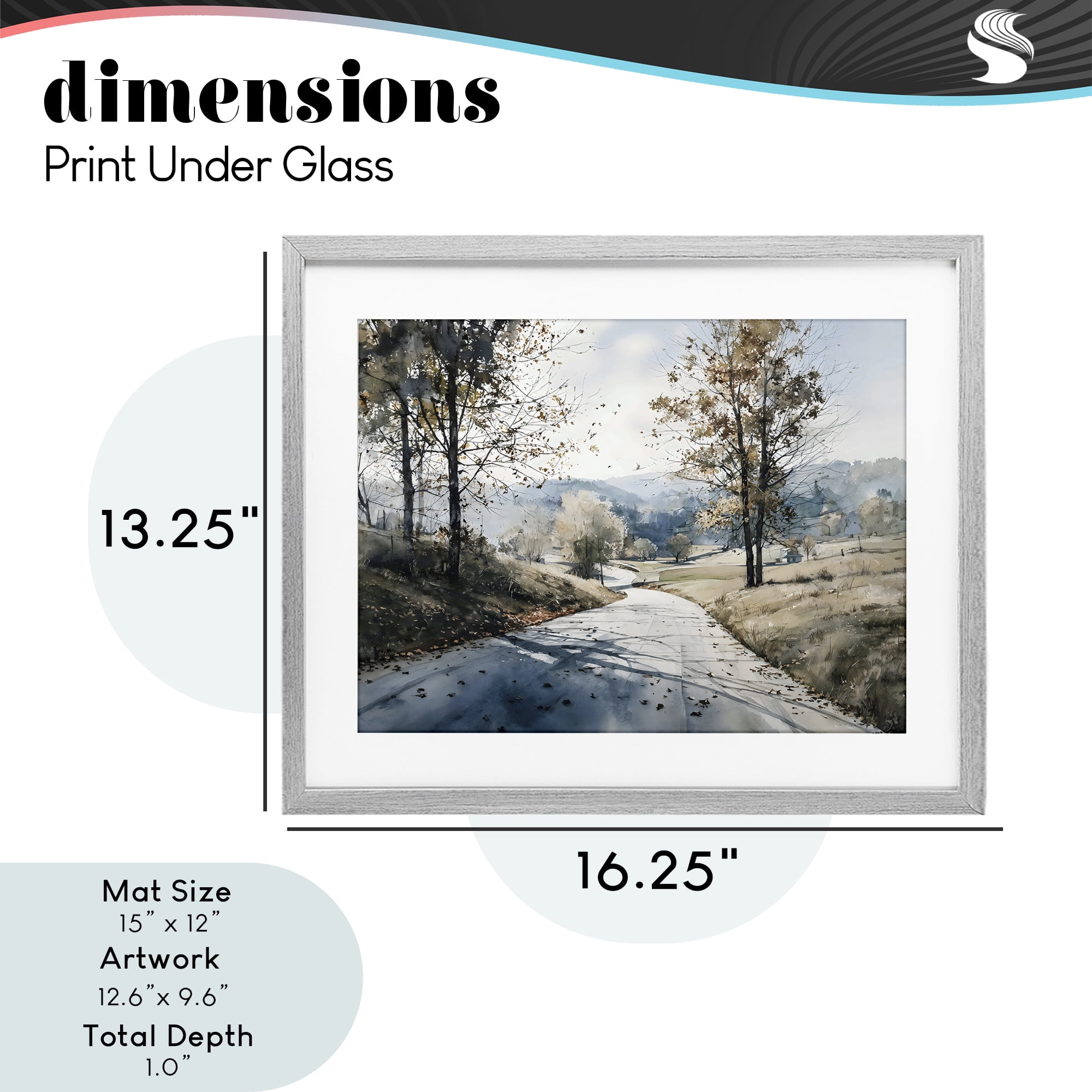 Stupell Industries Country Road in Autumn Gray Framed Print Under Glass, design by Franklyn Gregory