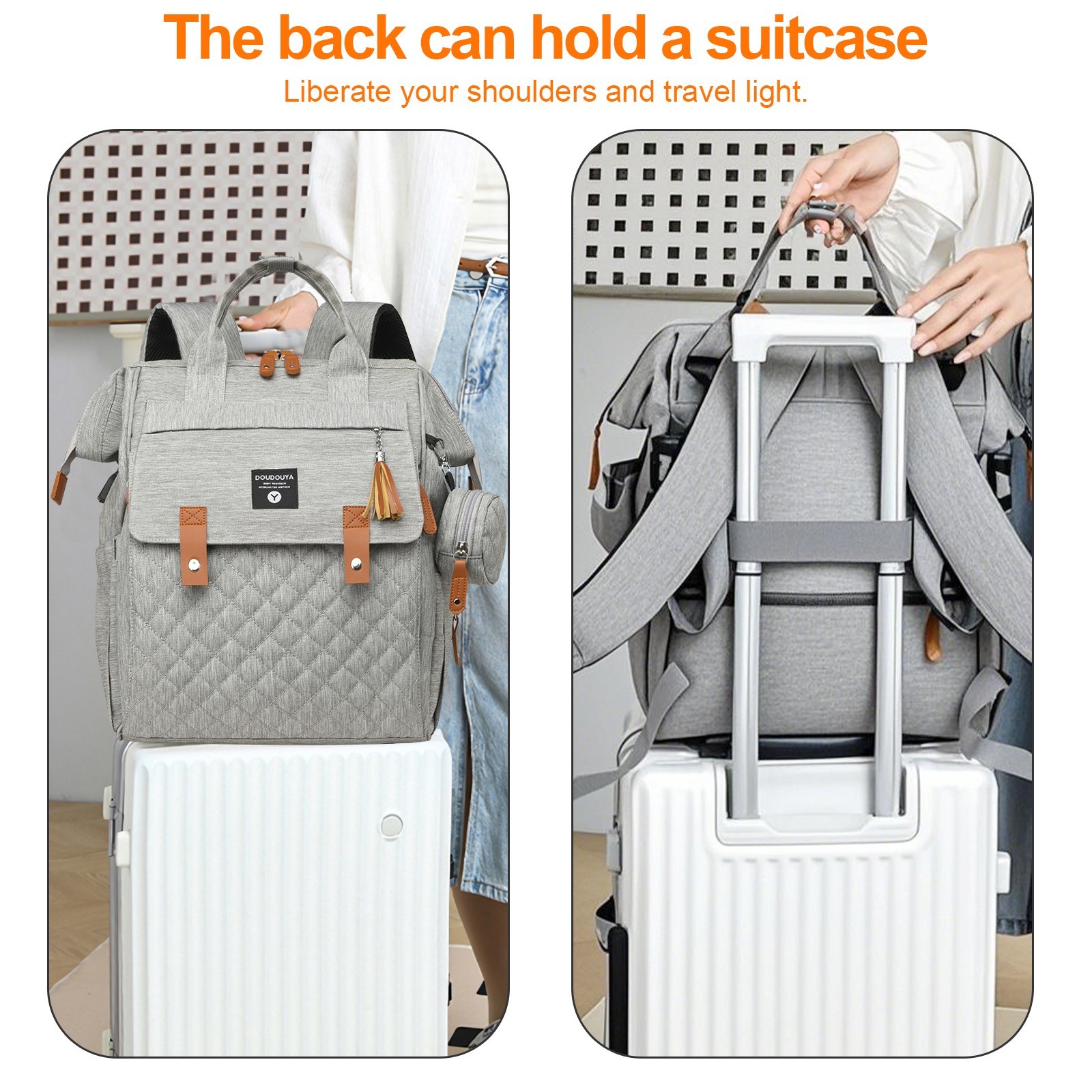 TOPCHANCES Diaper Bag Backpack, Multifunctional Baby Bag with Changing Station, 45L Large Capacity Baby Diaper Bags for Outdoor Travel (Gray)