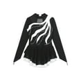 thumbnail image 3 of Yhong Kids Girls Rhinestone Long Sleeve Ice Figure Skating Dress Sequin Mesh Patchwork Ice Rollar White 6, 3 of 7