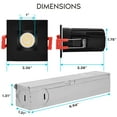 thumbnail image 7 of Luxrite 1 inch Square LED Recessed Lighting with J-Box 7W 5 Color Option 2700K-5000K 500 Lumens Wet Rated - Black 4-Pack, 7 of 7