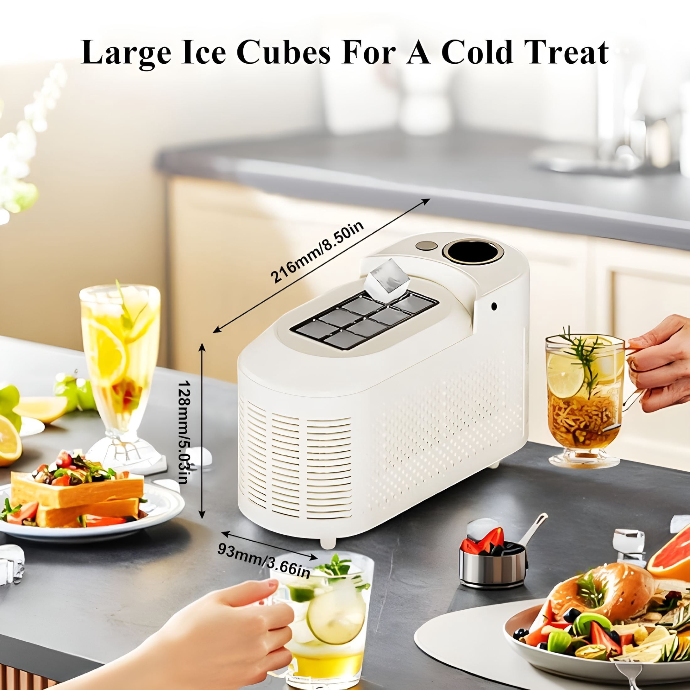 HIBIBUD 2026 New Portable Countertop Ice Maker Machine with Ice Tongs,8 Cubes in 10 Mins,Compact Mini Ice Maker for Home/Camping/Office Bar/Party/Car