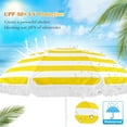 thumbnail image 2 of Yellow Beach Umbrellas For Sand UV50+ Protection Outdoor Striped Patio Umbrella With Fringe Market Umbrella 5.9ft Boho Umbrella Tassels With Tilt Pool Umbrella Waterproof For Garden, 2 of 7